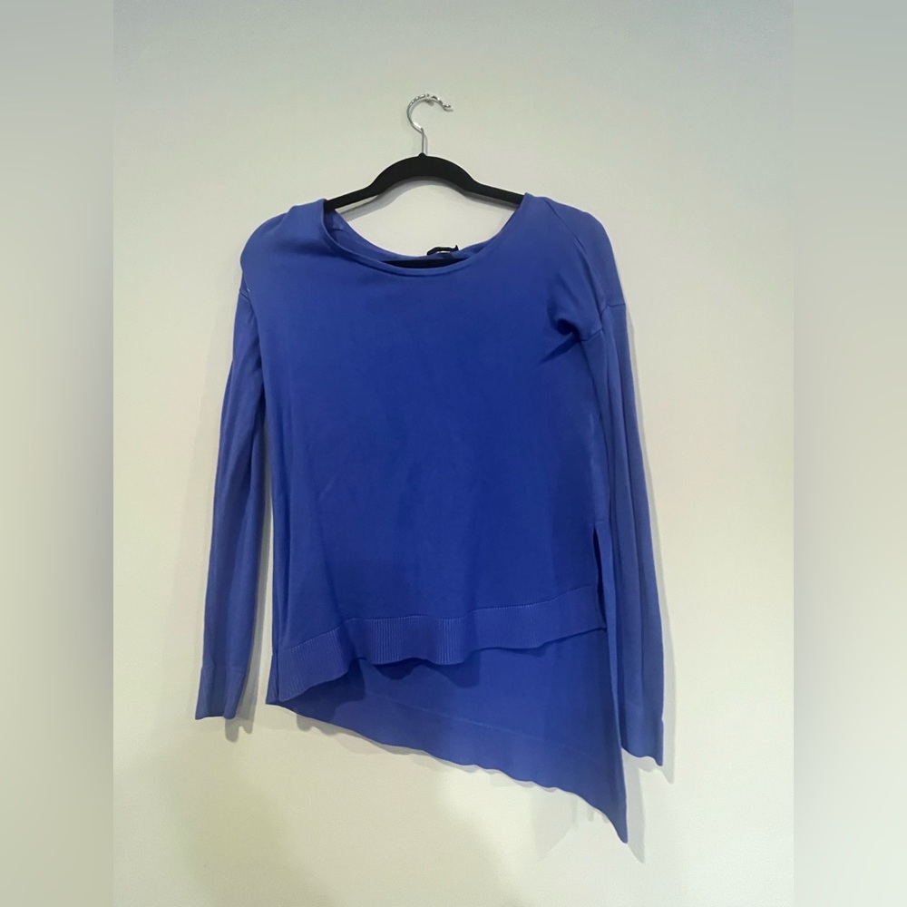 Express blue-purple diagonal cropped blouse